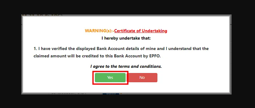 Certificate of Undertaking